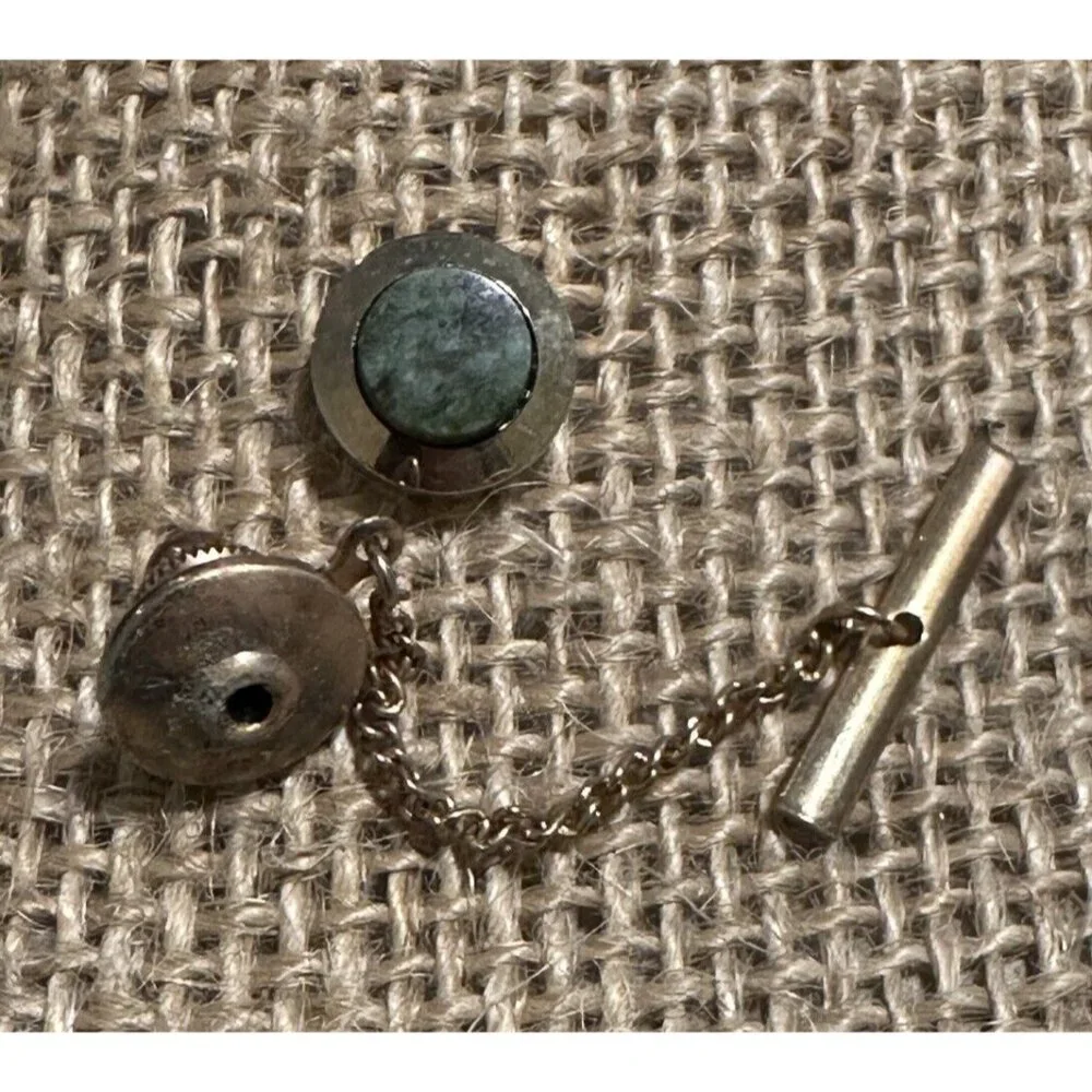 Tie Tack Jade Tie Pin with chain Formal Wear Necktie Accessory Wedding Harmony